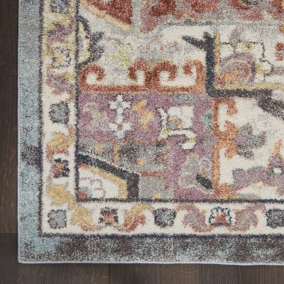 Juniper Blue and Multicolor Synthetic Medallion Area Rug