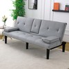 67" Loveseat Folding Sofa Bed with Adjustable Backrest & Cup Holders, Convertible Futon Sofa Couch - ModernLuxe - 4 of 4