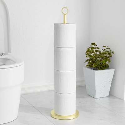LunaLulinlk Toilet Paper Holder Stand(with Reserve Function), Free-Standing Spare Rolls Storage Holder, Stainless Steel
