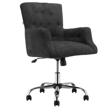 HOMCOM Mid Back Modern Home Office Chair with Tufted Button Design and Padded Armrests, Swivel Computer Desk Chair for Study Living Room Bedroom