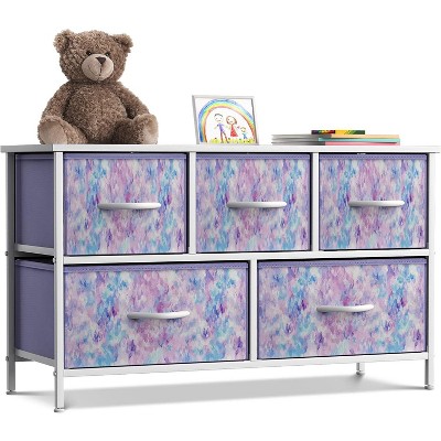 Sorbus 5 Drawers Dresser- Storage Unit with Steel Frame, Wood Top, Fabric Bins - for Bedroom, Closet, Office and more