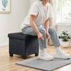 Ornavo Home 15 Inch Square Linen Storage Ottoman with Legs - 4 of 4