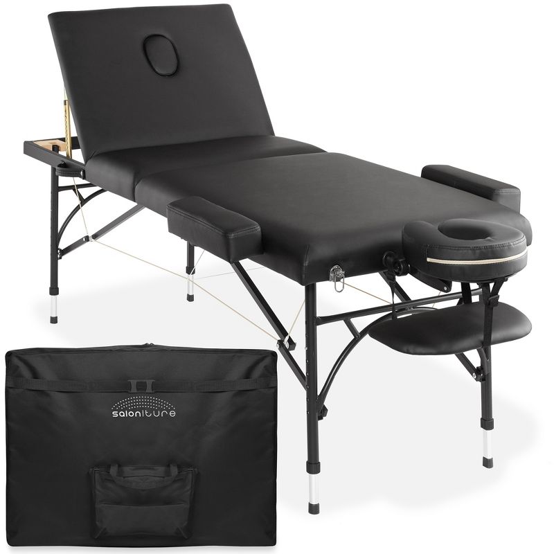 Saloniture Professional Portable Lightweight Tri-Fold Massage Table with Aluminum Legs, 1 of 8