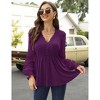 Clearlove Women’s Puff Sleeve Blouse with Peplum Waist V-Neck Ruffle Hem Long Sleeve T-Shirt Flared Cuff Top - 2 of 4