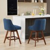 Okak 26"H Swivel Upholstered Counter Height Bar Stools Set of 2, Wooden Counter Stools for Kitchen Island & Dining Room - 2 of 4