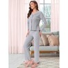 INSPIRE CHIC Women's Pajama Sets Button Up Long Sleeve V-Neck Elastic Waist Pants 2 Pieces with Pockets - 2 of 4