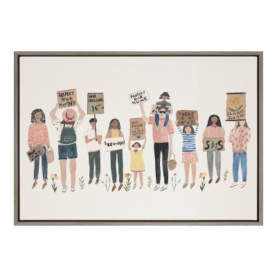 23" x 33" Sylvie Climate March by Sara Boccaccini Meadows Framed Wall Canvas Gray - Kate & Laurel All Things Decor
