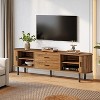 Hommoo TV Console with Storage and Sliding Tambour Door Brown - 3 of 4