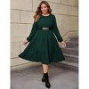 Coolmee Women Plus Size Fall Dresses Crew Neck Long Sleeve Flowy Casual Ribbed Knit Sweater Dress with Belt - 2 of 4
