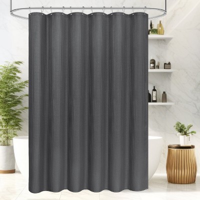 LunaLulinlk Waffle Textured Shower Curtain, Charcoal Gray