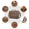 Waterproof Vintage Genuine Leather Mens Briefcase shoulder bag 16 Storage Pockets, Waxed Canvas Leather Computer Business Satchel Work Bag (Brown) - 3 of 4