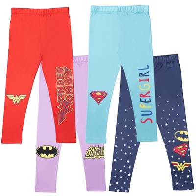 DC Comics Justice League Batgirl Supergirl Wonder Woman Girls 4 Pack Pants Little Kid to Big Kid