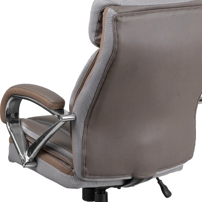 Taupe LeatherSoft Executive High-Back Swivel Chair with Metal Base