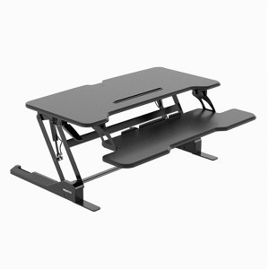 Mount-It! Height Adjustable Stand Up Desk Converter | 38 Wide Tabletop Standing Desk Riser with Gas Spring & Keyboard Tray Fits Two Monitors | Black - 1 of 4