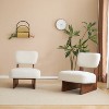 [Walnut+White Set of 2] Modern lounge chair with polyester fabric and sturdy wooden base, simple design, stylish and comfortable. - 3 of 4