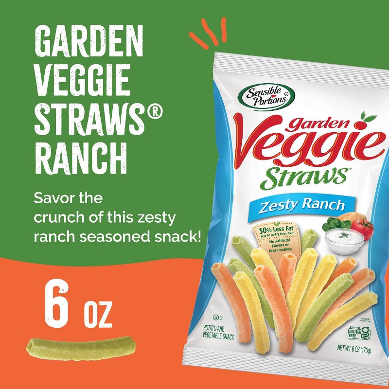 Sensible Portions Zesty Ranch Garden Veggie Straws - 6oz, 2 of 8