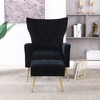 Accent Chair With Ottoman Set Of 2, Velvet Button Armchair With Backrest, Modern Upholstered Sofa Chair With Metal Legs For Living Room - 3 of 4