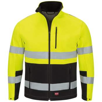 Red Kap Men's Hi-Visibility Soft Shell Jacket, Fluorescent Yellow/Black - 4X Large