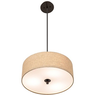 Bronze Modern 18" Drum Pendant Light with Cream Shade