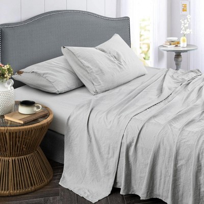 Prewashed Vintage Linen Style Crinkle Sheet Set - Extra Soft, Lightweight Bed Sheets and Pillowcase Set by Sweet Home Collection®