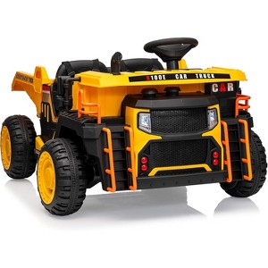 24V Ride-On Dump Truck, 2-Seater Remote Control Construction Car with Electric Dump Bed, Extra Shovel, 2WD/4WD, Music Player  for Kids - 1 of 4