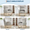 Rocking Chair Nursery Chair with Foot Rest, Recliner Armchair with High Backrest& Wood Legs and Side Pocket for Living Room, Bedroom,Grey - 4 of 4