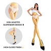 LECHERY Women's Lustrous Silky Shiny Sheer Suspender High-Waisted No Waistband Nylons Pantyhose Tights Stockings (1 Pair) - 2 of 4