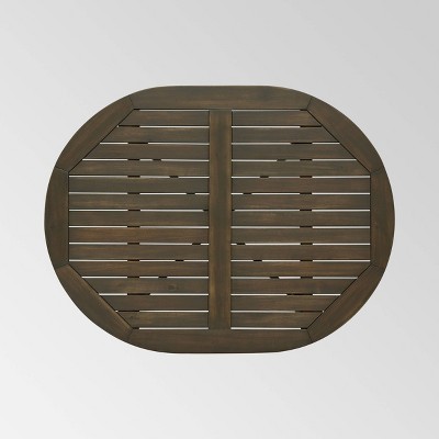 Stamford Gray Acacia Wood Oval Outdoor Bar Table