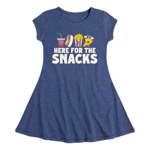 Girls' - Instant Message - Here For The Snacks Fit & Flair Cap Sleeve Graphic Dress - 1 of 4