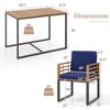 Costway 3 PCS Patio Dining Table Set with Bistro Chairs Large Coffee Table Seat Cushions - 3 of 4