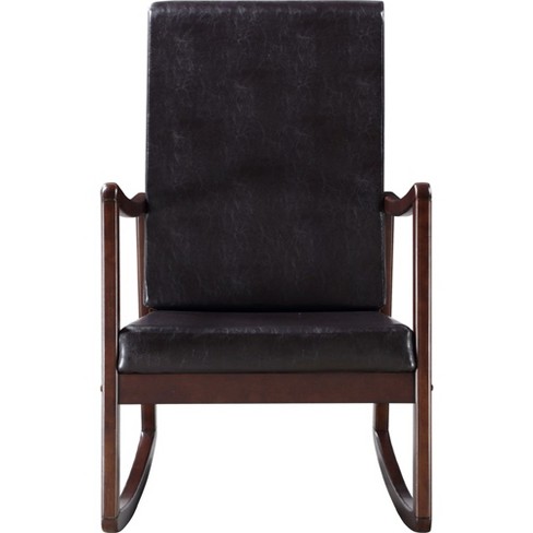 Simple Relax Pu Upholstered Rocking Chair In Dark Brown And