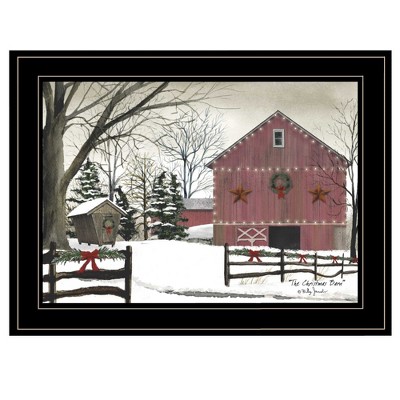 Whisen "Christmas Barn" by Billy Jacobs Ready to Hang Framed Print, Black Frame - Multicolor