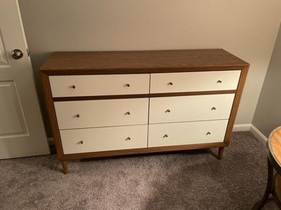 Harlow Mid century Modern Scandinavian Style Wood 6 Drawer Storage