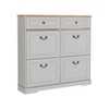 Vynxaria Modern Freestanding Shoe Storage Cabinet, Antique White, 2 Drawers, 4 Flip Drawers - 3 of 4