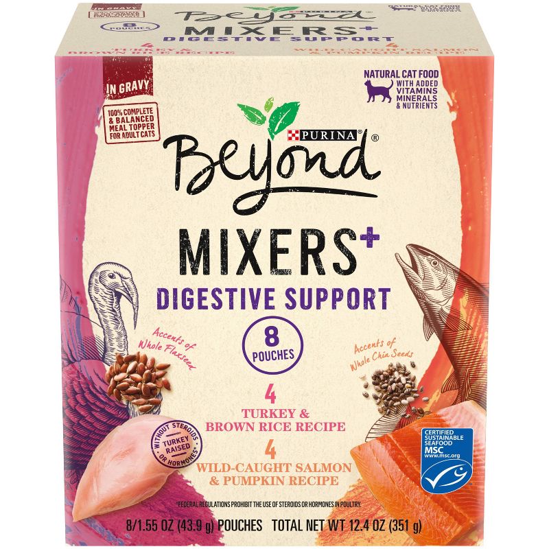 Purina Beyond Mixers Digestive Support Salmon &#38; Turkey In Gravy Wet Cat Food - 1.55oz/8ct Variety Pack, 1 of 10