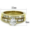 Slickblue IP Gold Plated Wedding Ring Set for Women – Round CZ & Baguette Accent Stones – Stainless Steel – 5–10 - 2 of 4