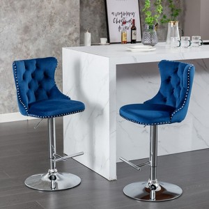 CAVINAS Dining Chairs Kitchen Chairs Set of 2 Bar stool Swivel Velvet Adjusatble Seat with Backs Tufted for Home Pub, Kitchen - 1 of 4