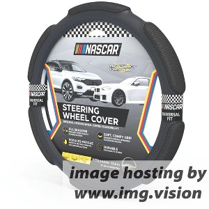 NASCAR Steering Wheel Cover, Big Comfy Cushion, Grip & Comfort, Universal Fit 14.5"-15.5" For Car, SUV, Truck, Quality Synthetic Leather & Mesh - 1 of 4