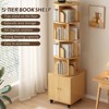 Sapphtopaz Rotating Bookshelf with Wheels Wood Bookcase Organization and Storage Round Book Shelf for Living Room - 2 of 4
