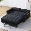 Racxily 3 in 1 Convertible Sleeper Sofa Bed, Corduroy Futon Couch, Loveseat Lounge Sofas w/ Toss Pillows&Side Pockets, Adjustable Backrest, Dark Gray - 3 of 4