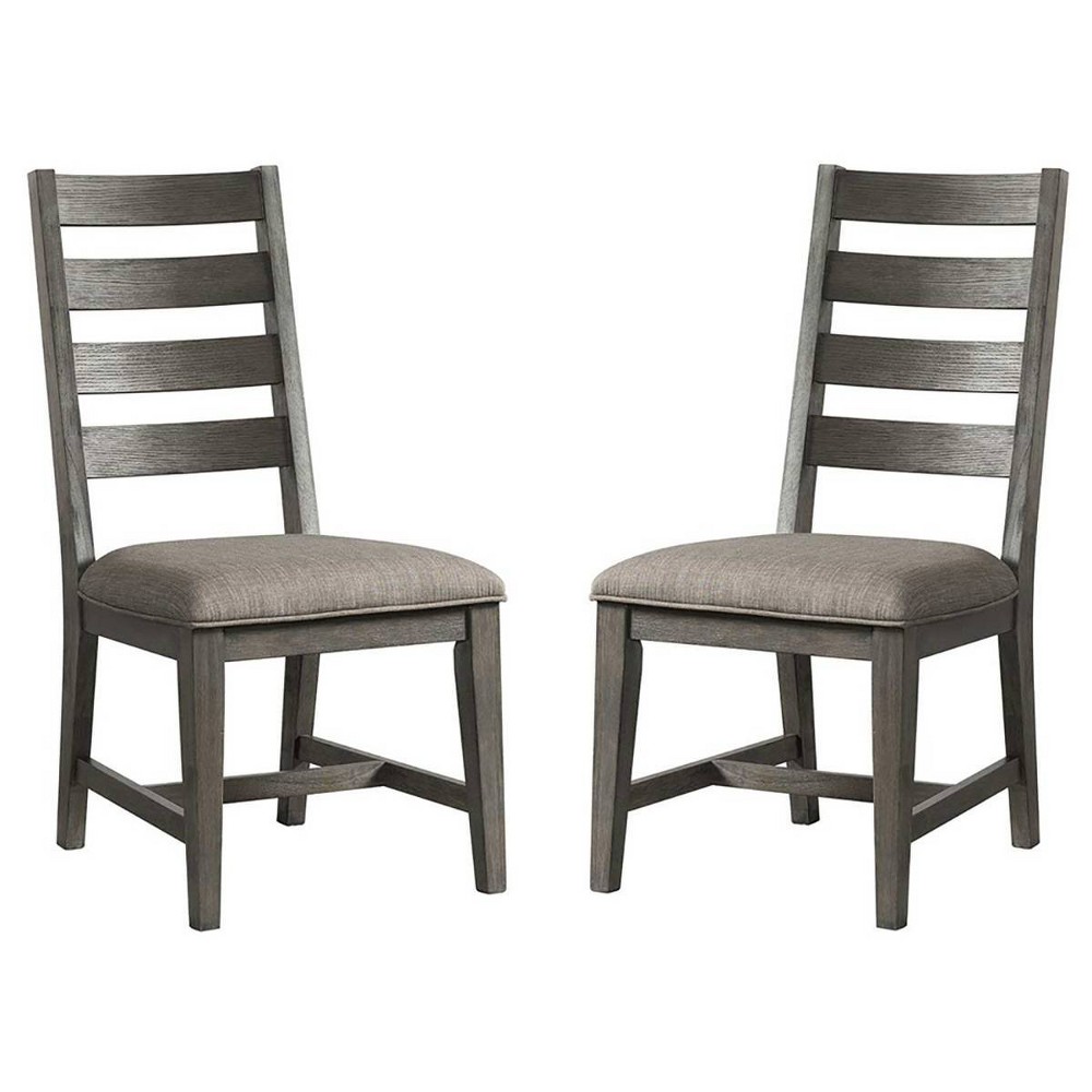 Photos - Chair Intercon Set of 2 Foundry Ladderback Side  Brushed Pewter  