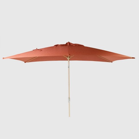 10 X 6 Rectangular Patio Umbrella Duraseason Fabric Sienna Light Wood Pole Threshold Target