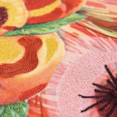 20" x 20" Multicolor Cotton Embroidered Fruit Pillow Cover