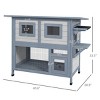 2 Tier Outdoor Cat House with Escape Door and Jump Platform,Weatherproof Wooden Shelter for Feral Cats with Asphalt Roof for Backyard - LAOTIES - 3 of 4