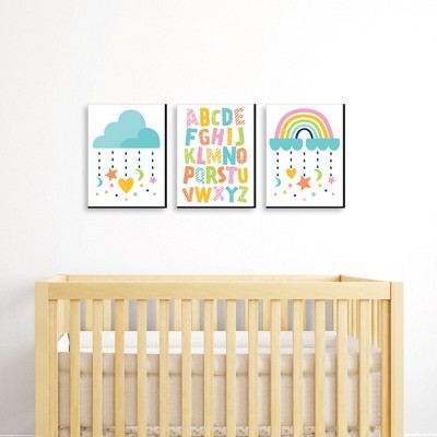 Set of 3 Dream Big ABC My Little Star Grey Prints Nursery Kids Room Wall Art