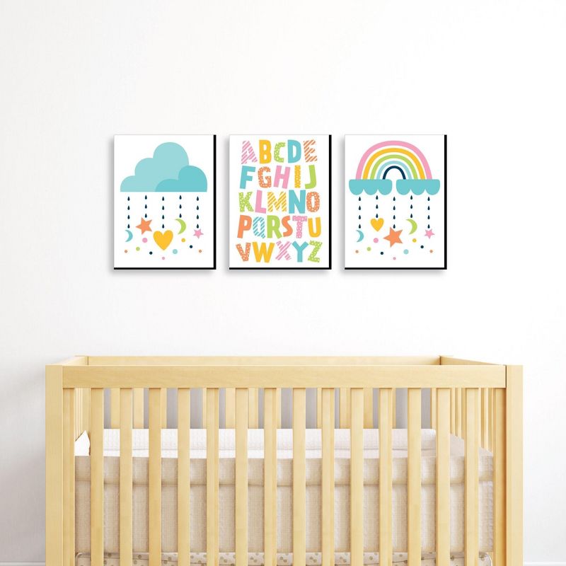 Big Dot of Happiness Colorful Children's Decor - Alphabet Nursery Wall Art and Rainbow Cloud Kids Room Decor  - 7.5 x 10 inches - Set of 3 Prints, 2 of 8