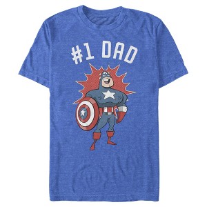 Men's Marvel #1 Dad Cartoon Captain America T-Shirt - 1 of 4