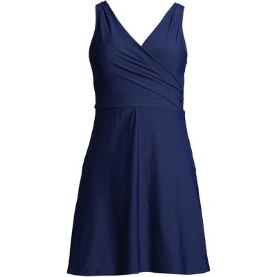 Lands' End Women's Tummy Control Surplice Wrap Swim Dress