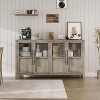 55" Sideboard Buffet Cabinet with 4 Glass Doors - Coffee & Wine Bar Display Cabinet for Kitchen, Dining & Living Room - 3 of 4