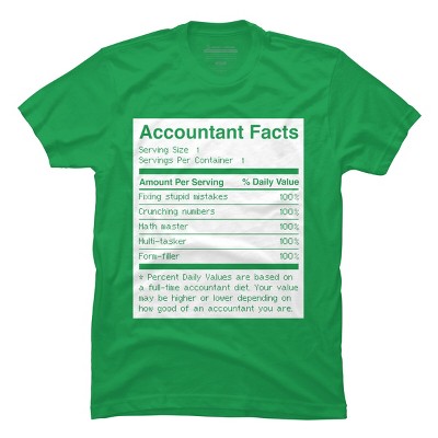 Men's Design By Humans Accountant Nutrition Facts Label By EJamjar T-Shirt